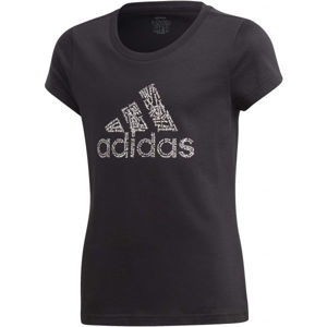adidas YG BADGE OF SPORT TEE Dívčí tričko, Černá,Bílá, velikost 128
