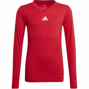adidas TEAM BASE LONG SLEEVE TEE Juniorské fotbalové triko, červená, veľkosť 128