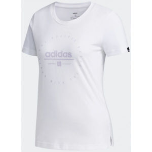 adidas W ADI CLOCK TEE Dámské tričko, Bílá,Fialová, velikost