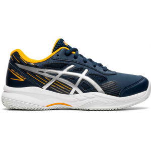 Asics GEL-GAME 8 GS CLAY Dětská tenisová obuv, Tmavě modrá,Žlutá,Bílá, velikost 5.5