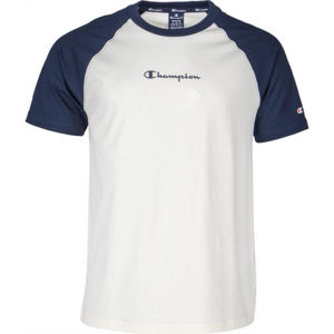 Champion CREWNECK T-SHIRT Pánské tričko, Bílá,Tmavě modrá, velikost L