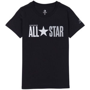 Converse ALL STAR SHORT SLEEVE CREW T-SHIRT Dámské tričko, Černá,Bílá, velikost