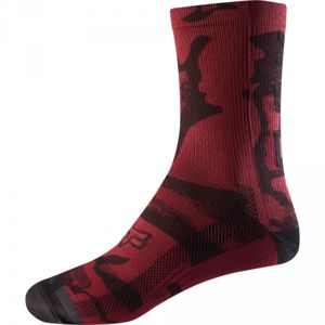 Fox W 8 PRINT SOCK červená NS - Cyklistické ponožky