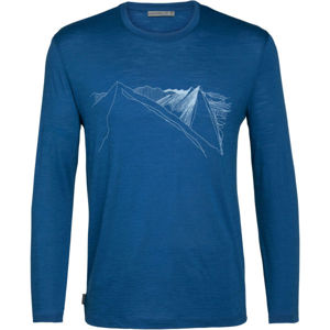 Icebreaker SPECTOR LS CREWE PEAK IN REACH Pánské funkční tričko, Modrá,Bílá, velikost