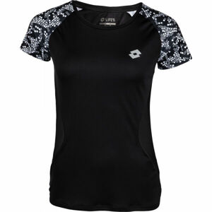 Lotto RUN&FIT W TEE PRT3 PL Dámské běžecké tričko, černá, velikost XL