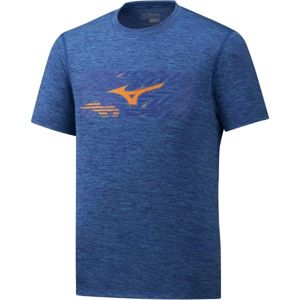 Mizuno IMPULSE CORE WILD BIRD TEE modrá XL - Pánské běžecké triko