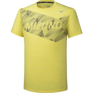 Mizuno IMPULSE CORE GRAPHIC TEE žlutá S - Pánské běžecké triko s krátkým rukávem