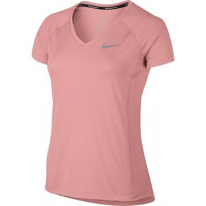 Nike W NK DRY MILER TOP V-NECK růžová L - Dámské sportovní triko