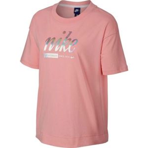 Nike SPOSTSWEAR TOP CROP METALLIC růžová S - Dámské tričko