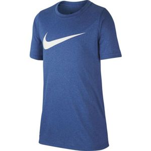 Nike DRY TEE LEG SWOOSH B Chlapecké tričko, Tmavě modrá,Bílá, velikost