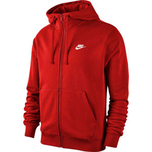 Nike NSW CLUB HOODIE FZ FT M červená XL - Pánská mikina