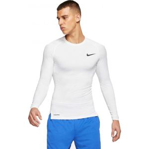 Nike NP TOP LS TIGHT M bílá S - Pánské tričko s dlouhým rukávem