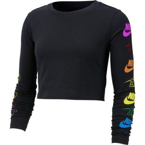 Nike NSW TEE LS FUTURA FLIP CROP růžová M - Dámské triko