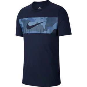 Nike DRY TEE CAMO BLOCK tmavě modrá 2XL - Pánské tričko