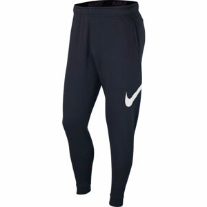 Nike DRI-FIT Pánské tréninkové kalhoty, Tmavě modrá,Bílá, velikost L
