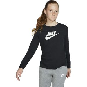 Nike NSW TEE LS ESSNT FUTURA HOOK černá M - Dívčí tričko