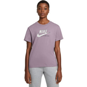 Nike NSW HERITAGE SS TOP HBR W Dámské tričko, Fialová,Bílá, velikost L