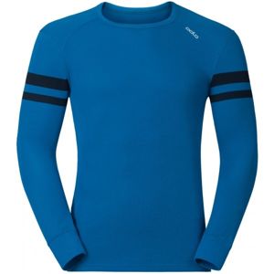 Odlo SUW MEN'S TOP L/S CREW NECK ACTIVE WARM JUL PRINT modrá L - Pánské funkční tričko