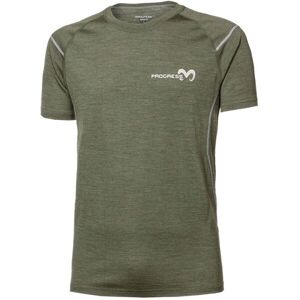 PROGRESS MW NKR Pánské merino triko s krátkým rukávem, tmavě zelená, veľkosť XL