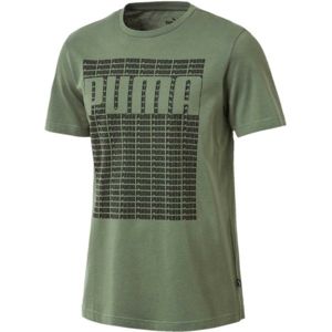 Puma WORDING TEE tmavě zelená S - Pánské tričko