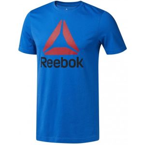 Reebok QQR-REEBOK STACKED modrá L - Pánské sportovní tričko