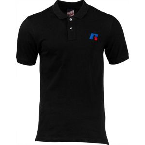 Russell Athletic CLASSIC POLO WITH SLANTED R SATINE EMBROIDERY černá L - Pánské polo tričko