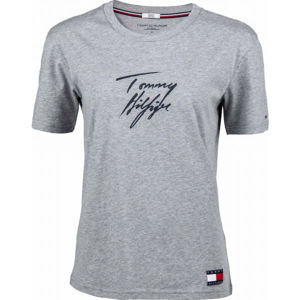 Tommy Hilfiger CN TEE SS LOGO šedá XS - Dámské tričko